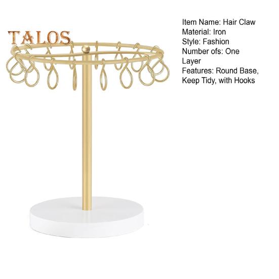 Hair Claw Holder with 16 Removable Hooks Round Base Easy Installation Store Hair Accessories Jewelry Holder