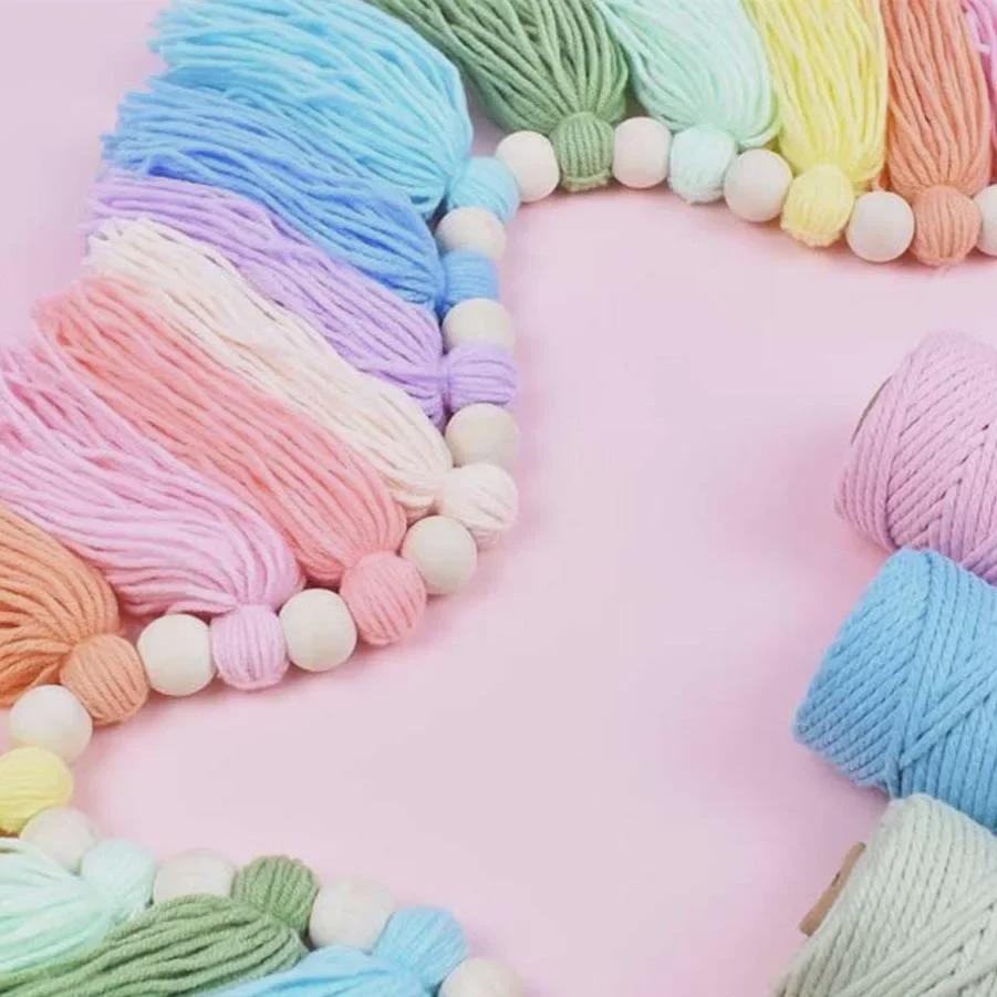 European & American Style Wool Thread Wooden Beads Tassel Wall Hanging Ornament