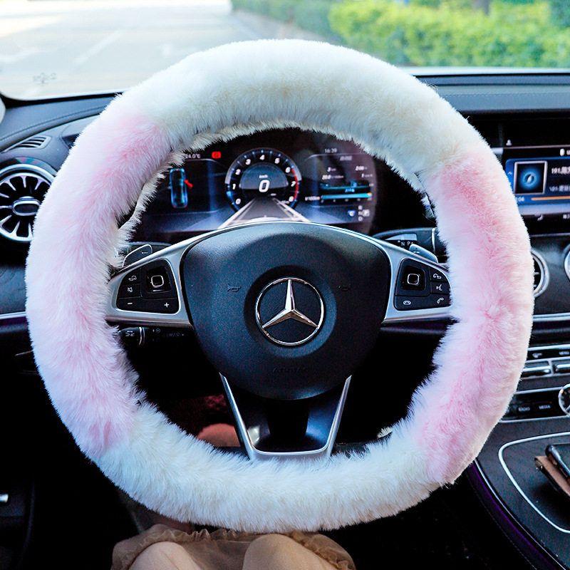 Winter Car Steering Wheel Cover Short Plush Car Handle Cover New Universal Winter Handle Cover for Women Volkswagen Warm and Cute