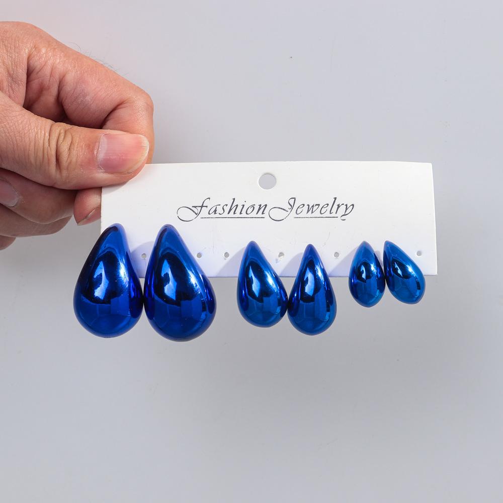 Extra Large 3pair Acrylic Chunky Waterdrop Earring Dupes for Women Metallic Color Teardrop Y2K Earring Hoops Jewelry Lightweight