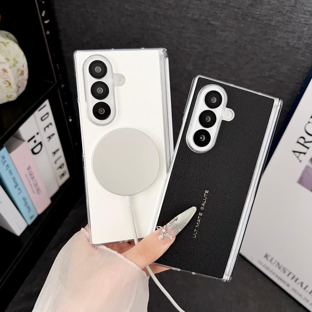 For Samsung Galaxy Z Fold 7 Case Hard PU hinge Magnetic wireless charging Protective Back Cover case For Z Fold 7 Phone Shell