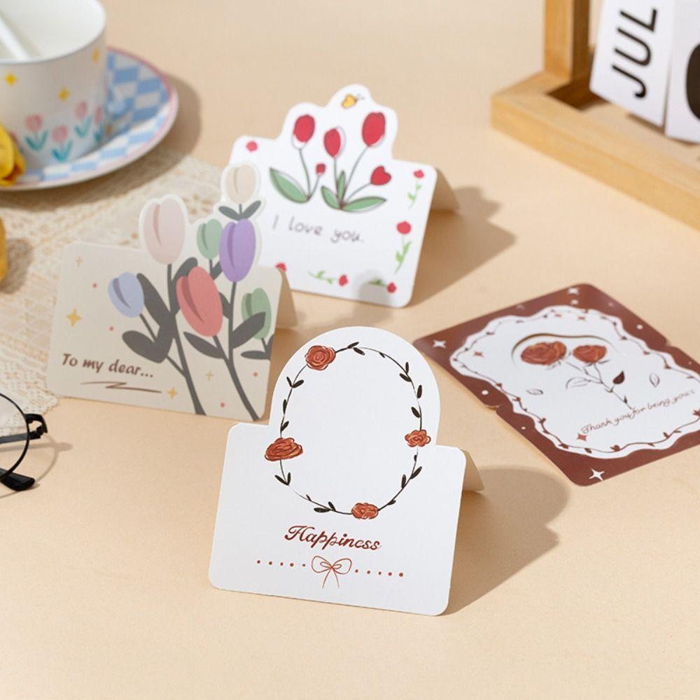 10pcs Handwriting Message Card Bouquet Series Greeting Card Exquisite   Happy Birthday