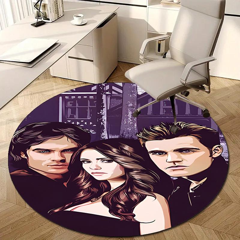1pc The Vampire Diaries1 Design Printed Area Round Carpet for Bedroom Living Room Home Decor Rugs Mat Non Slip Mat Rug for Bedside