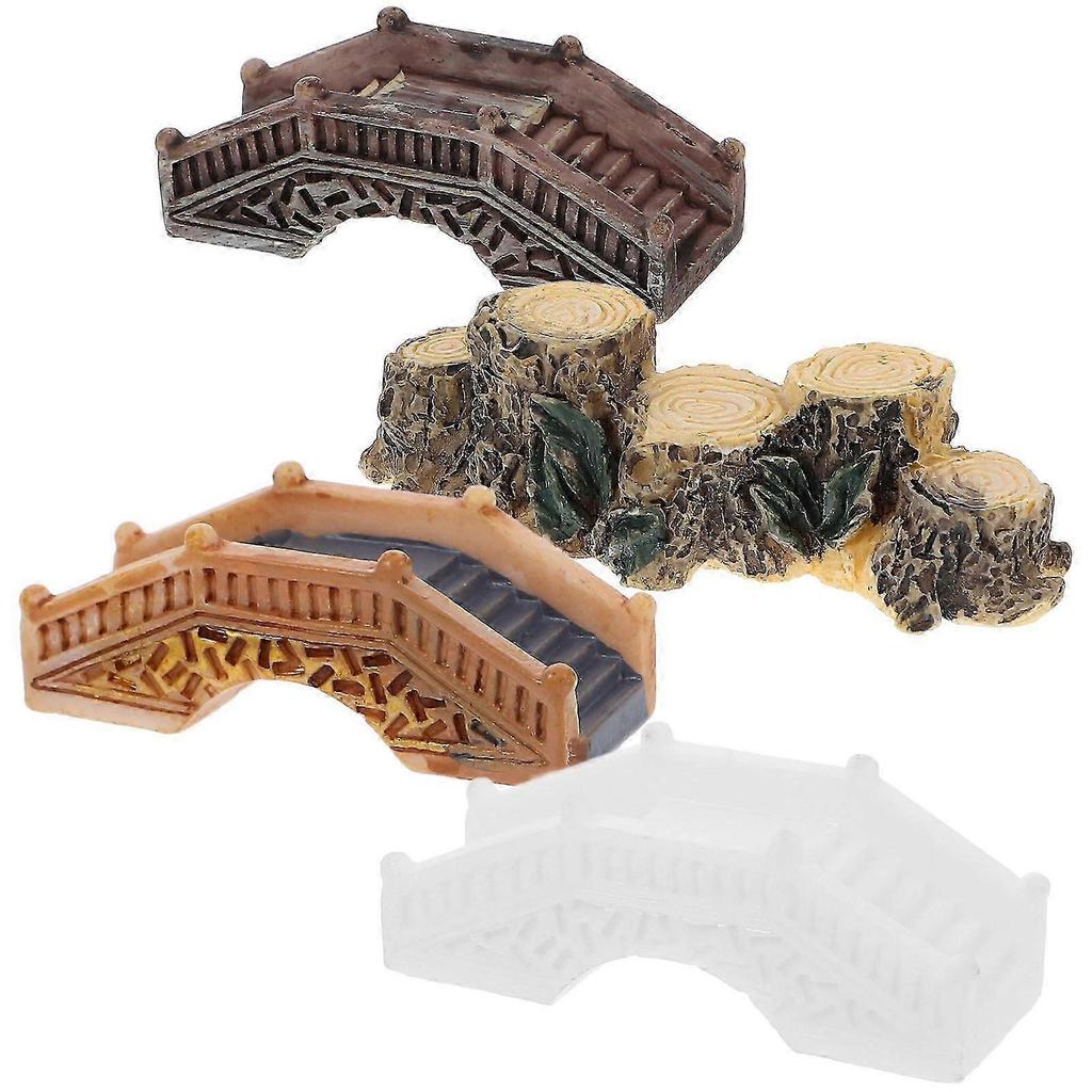 4Pcs Miniature Landscaping Bridge Adornment Plastic Arch Bridge Model Decor