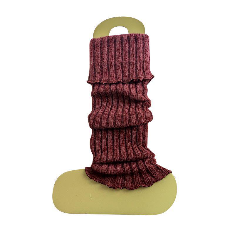 Women's Knitted Red Leg Warmers: Slimming, Versatile, Solid Color for Autumn and Winter.
