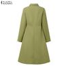 ZANZEA Women Casual Turn Down Collar Loose Long Sleeve Shirt Dress