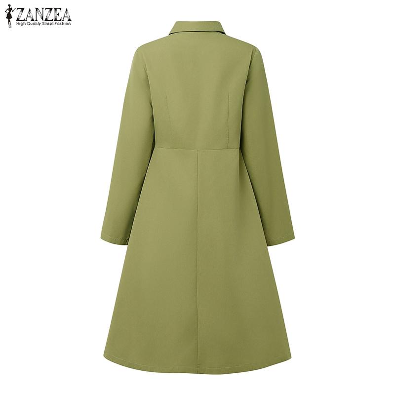 ZANZEA Women Casual Turn Down Collar Loose Long Sleeve Shirt Dress