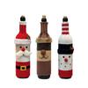 Festive Red Christmas Knit Wine Bottle Cover for Holiday Table Decor