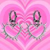 Personality Punk Sliver Color Hollowed-out Thorn Heart Shape Pendant Hoop Earrings for Women Stainless Steel Jewelry Accessories