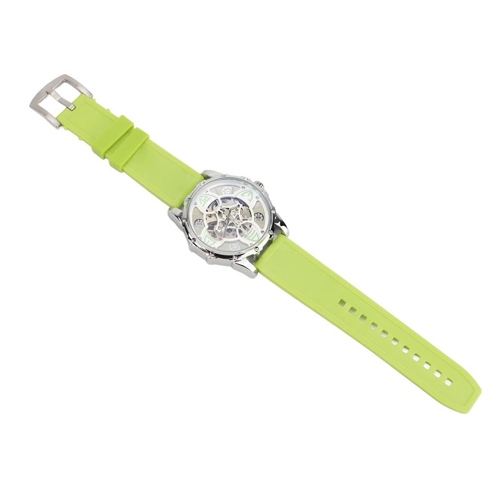 Automatic Mechanical Watch Four Leaf Clover Pattern Double Skeleton Dial 30M Water Resistance