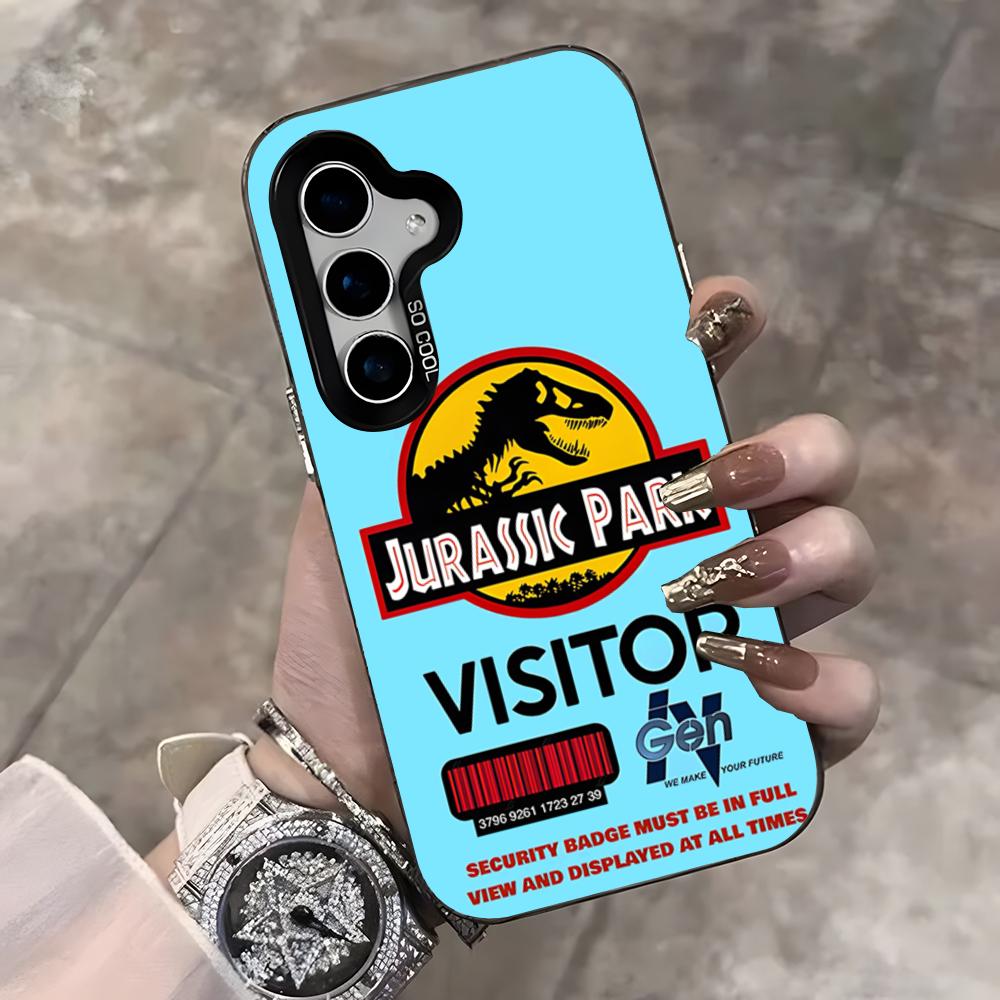 

J-Jurassic Park Dinosaur World Phone Case For Samsung S25 Ultra S23 S22 S21 S20 Ultra Plus S24 Fe A54 A55 Color Silver Cover Samsung S21 FE