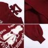 [SDSXZWG] Women's Long-Sleeved Sweatshirt with Print and Ribbon, Loose Fit, Stylish, Gal, Lolita, Cut and Sew Pullover, Schoolgirl Style, Commuting We