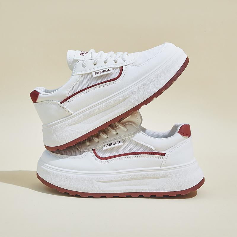 New Summer White Shoes for Female Students' Thick Sole Heightened Mesh Breathable Casual Street Shot