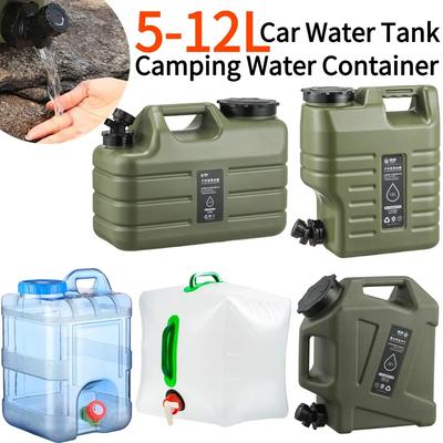 5-12L Camping Water Container Large Capacity Outdoor Water Bucket Portable Car Water Tank with Faucet for Camping Cooking Picnic