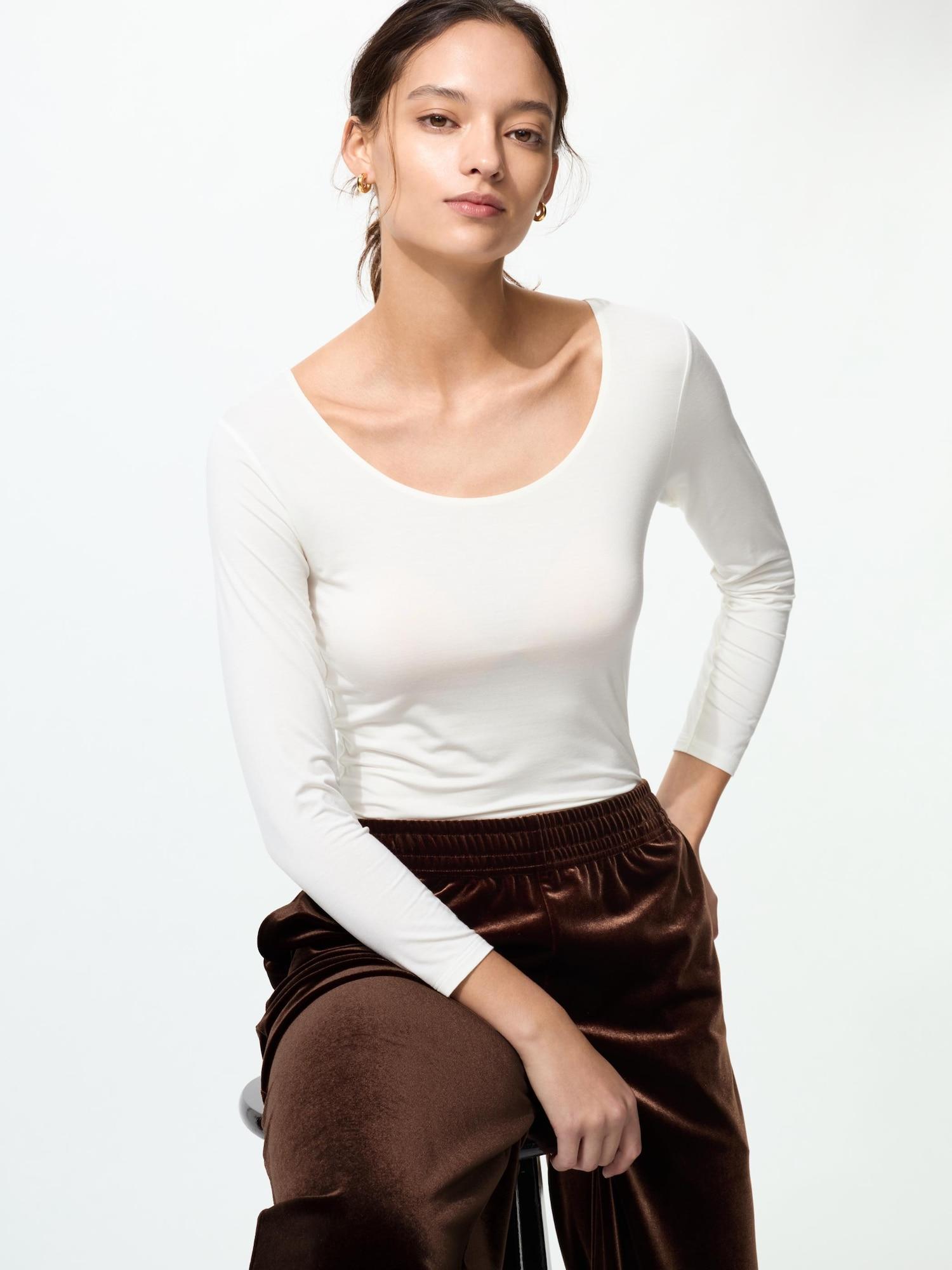 

Uniqlo Japan HeaTTech U Neck T 8 Min Sleeve 00 WHITE/M