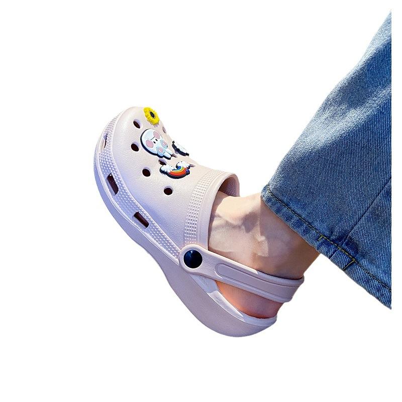 Hole shoes women's non-slip year new lazy beach bag head semi-cool slippers women's summer wear