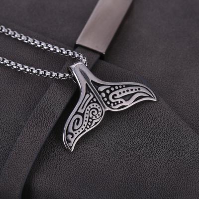 New European and American Trendy Mens Versatile Necklace Personalized Classic Mens and Womens Fish Tail Necklace Pendant Accessory