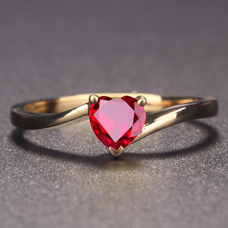 

Cellacity Silver Ruby Ring Heart Shape Red/blue Color Engagement Rings for Charm Women Fashion Jewelry Wholesale Gift 6 красный