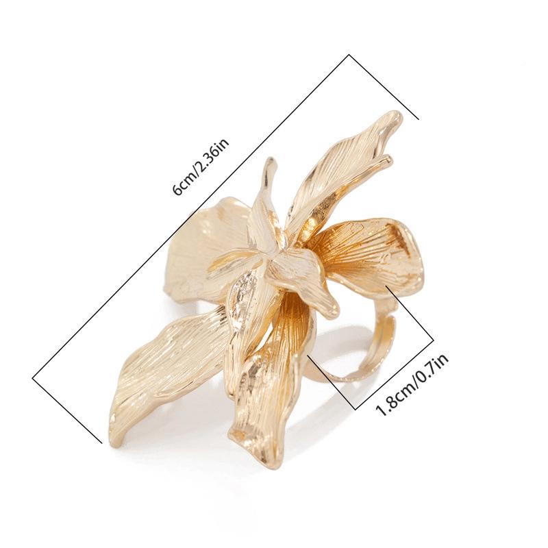 Vintage Big Flower Ring For Women Irregular Metal Punk Finger Ring Party Jewelry Gifts