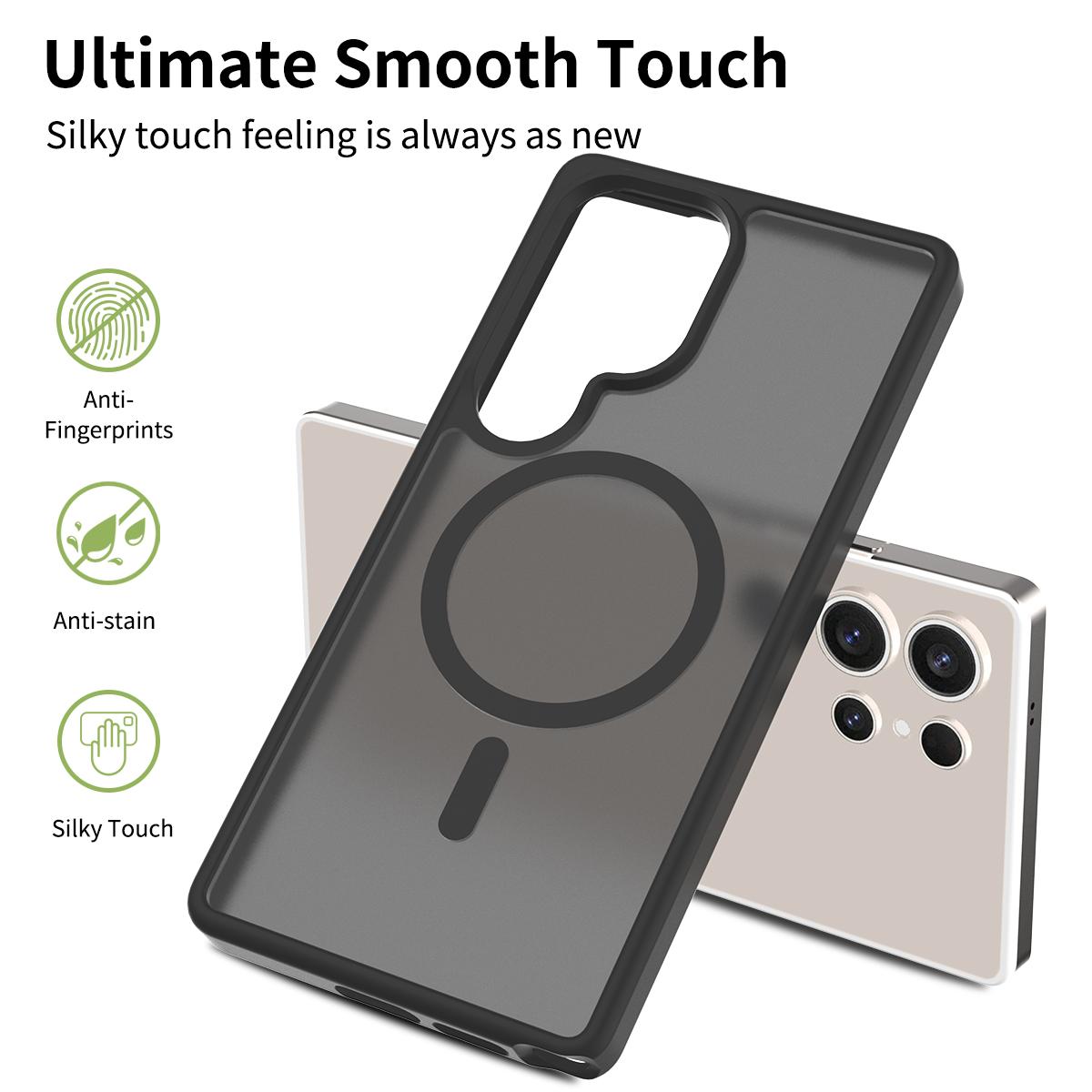 

For Samsung Galaxy S25 Ultra Case Compatible with MagSafe TPU Frame Acrylic Back Phone Cover Skin Touch Purple