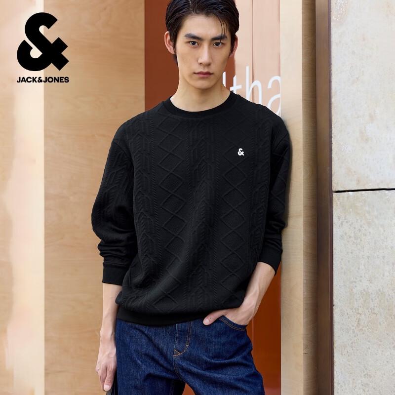 Jack&Jones Men's Autumn Textured Jacquard Crew Neck Sweatshirt