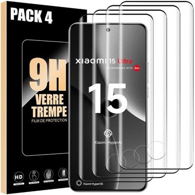 Ochranná fólie z tvrzeného skla - Xiaomi - 15 Ultra - Balení 4 kusů - Černá - Odolná proti poškrábání