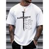 European Sizes Men's Christian Faith T-Shirt with The Way The Truth The Life Cross Design - Breathable Stretch Crew Neck Short Sleeve