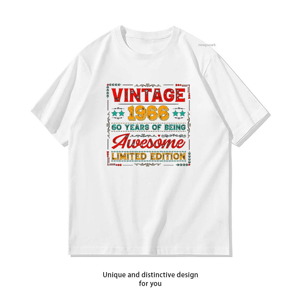 Vintage 1966 Made in 1966 60th Birthday 60 Years Old Classic TShirt Women Unisex Casual cotton printed t shirts ropa hombre Oneck S