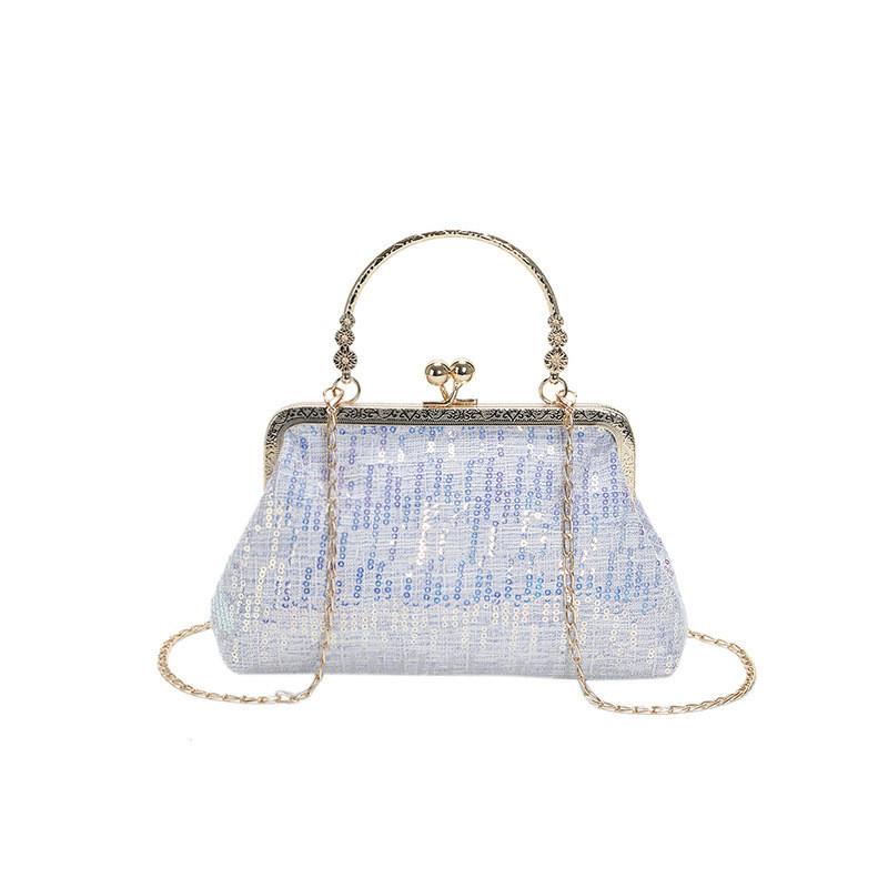 

Chic Retro Sequin Evening Tote Bag For Women Soft Pu Material In Pink Purple White фіолетовий