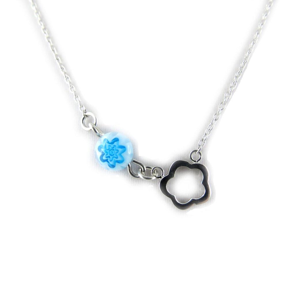 Les Trésors De Lily [K9650] - Silver Necklace 'Flora' Turquoise Silver