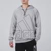 Adidas Big Logo Print Fleece-Lined Sports Knit Hoodie Men Tops Gray HB5091