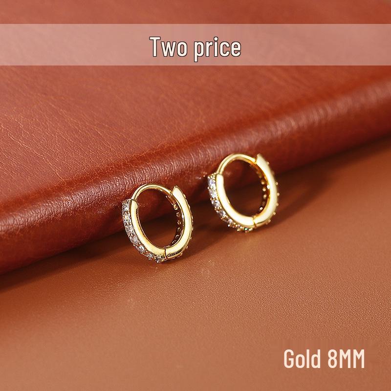 925 Sterling Silver Stud Earrings & Diamond-Set Ear Cuffs: Women's Elegant Hoop Jewelry for Pierced Ears - INS Style