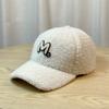 New M Embroidered Letter Hat for Women Autumn and Winter Lamb Velvet Baseball Cap Korean Version Ins Casual Thickened Warm Peaked Cap