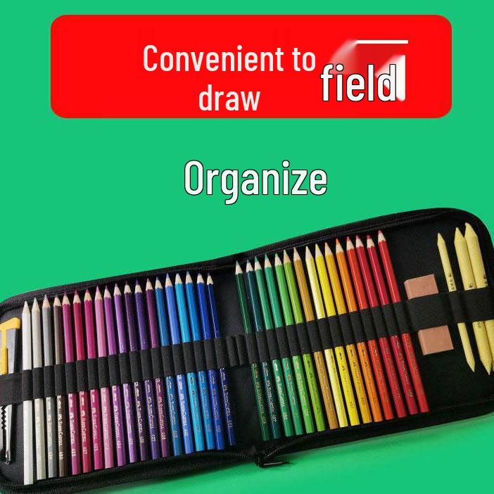 Foldable Canvas Pencil Case - 72 Slots, Zipper Closure for Art Tools and Student Supplies