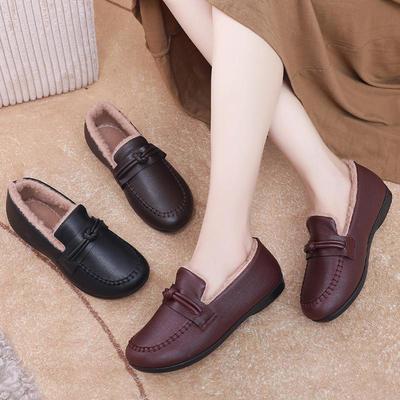 Damen Rutschfeste Warme Winter Samt- & Baumwollschuhe für Mittelalte und Ältere - Weiche Sohle, Einfaches Hineinschlüpfen