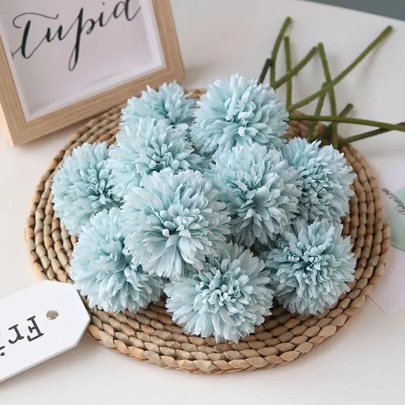 5pcs Artificial Dandelion Flowers, Fake Hydrangea Bridal Wedding Bouquet, Home Garden Party Wedding Decor, Winter Christmas Home