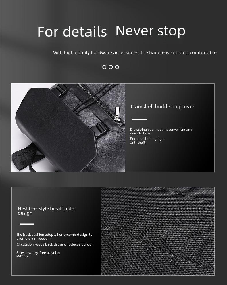 Trendiger Herren-Rucksack aus echtem Leder mit großem Fassungsvermögen für 15,6-Zoll-Laptops – Modisches, bedrucktes Design für Schule und Reisen