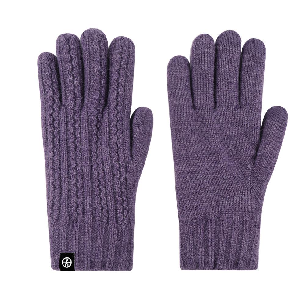 Autumn and Winter Warm Gloves for Women Outdoor Cold Protection Double Layer Thickened Solid Color Knitted Gloves for Cycling Touch Screen Yarn Gloves