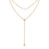 Titanium Steel Jewelry, Stainless Steel Double Chain Zircon Y-Shaped Necklace Wind Ladies Necklace Nc-1975