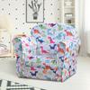 Children's Armchair Flannel Kids Sofa Tub Chair Cartoon Dinosaur Pattern Wooden Frame Bedroom Playroom Seater Multicolour