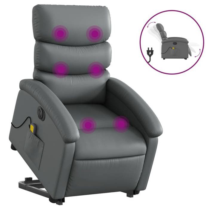 VidaXL Fauteuil Inclinable de Massage Électrique, Chaise de Relaxation avec Dossier et Repose-pied Réglables, Siège de 3204064