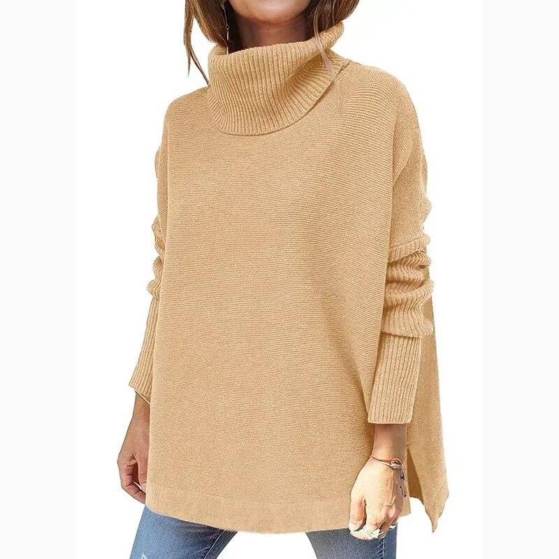 Autumn Winter Thick Simple Knitted Pullovers Sweaters Turtleneck Long Sleeve Women Sweater Casual Loose Jumpers Woman Tops 29569