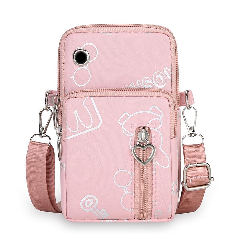 Borsa portatile multifunzionale per telefono, borsa a tracolla in tessuto Oxford, borsa da braccio con cerniera a forma di cuore, borsa a tracolla