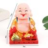 Online Solar-Powered Wooden Little Monk Car Figurine - Buddha Decoration
