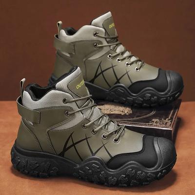Spring and Autumn New Men's Shoes Outdoor Travel Mountaineering Shoes Thick Soled Wear Resistant High Cut Running Sports Shoes