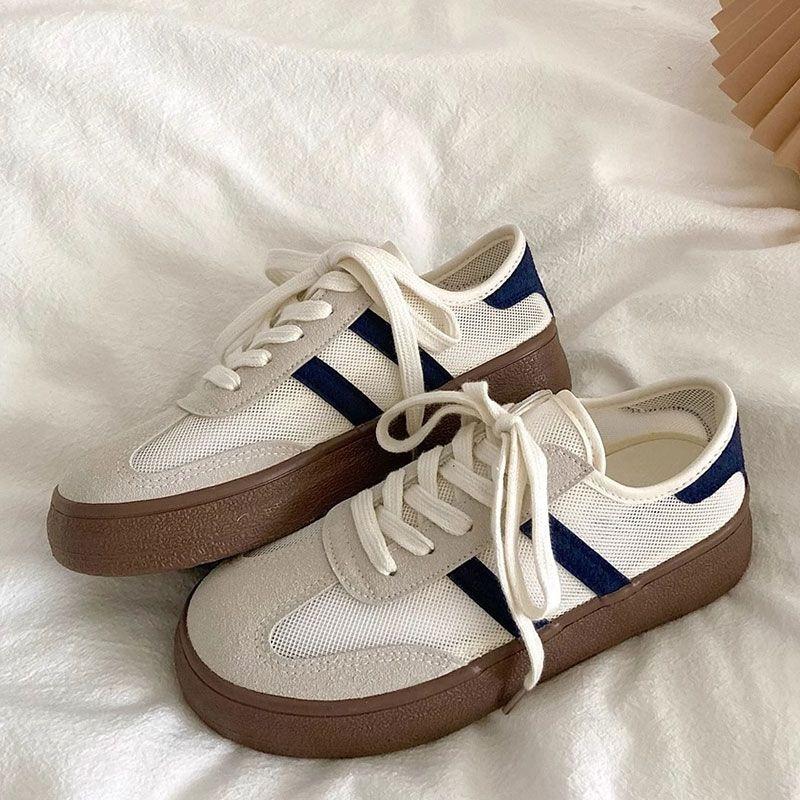 Fashion 2025 Mesh Lace Up Women's Vulcanize Shoes Outdoor Walking Breathable Platform Flat with Sneakers Versatile Ladies Casual Shoes