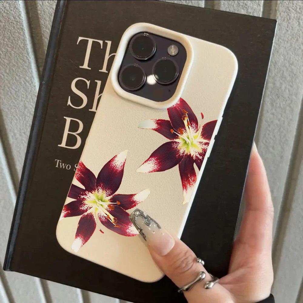 

Gorgeous Luxury Flowers Lichee leather pattern Phone Case For iPhone 17 16e 16 15 14 13 12 11 Air Pro Max Plus X XR XSMax Cover iPhone 14 Pro