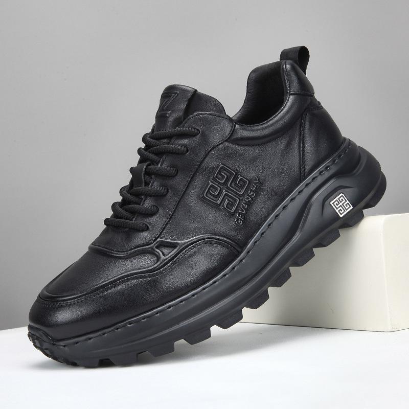 

Спортивне дозвілля шкіряне чоловіче взуття перший шар коров ячої шкіри біле взуття осінь новий м яка підошва нековзне чоловіче повсякденне взуття 43 чорний