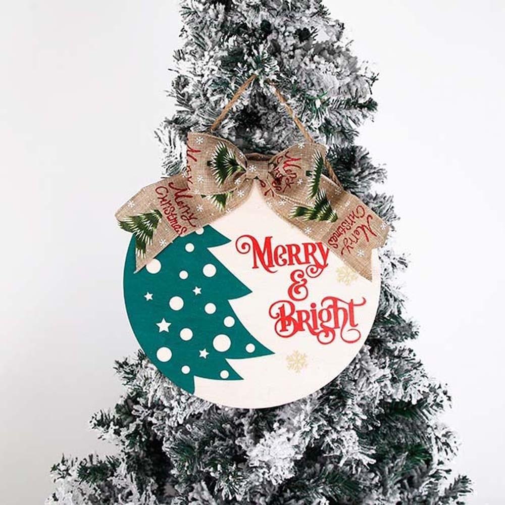 Bow Wooden Christmas Pendant Elk Christmas Door Decoration Shop Door Hanging Ornaments  Bar