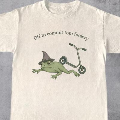 Ab zum Narrheit-Frosch-T-Shirt, Frosch-Meme-Shirt, Krötenliebhaber, Peinliche Shirts, Weirdcore Vintage Frosch Grafik-T-Shirt, Seltsam Spezifisches Shirt